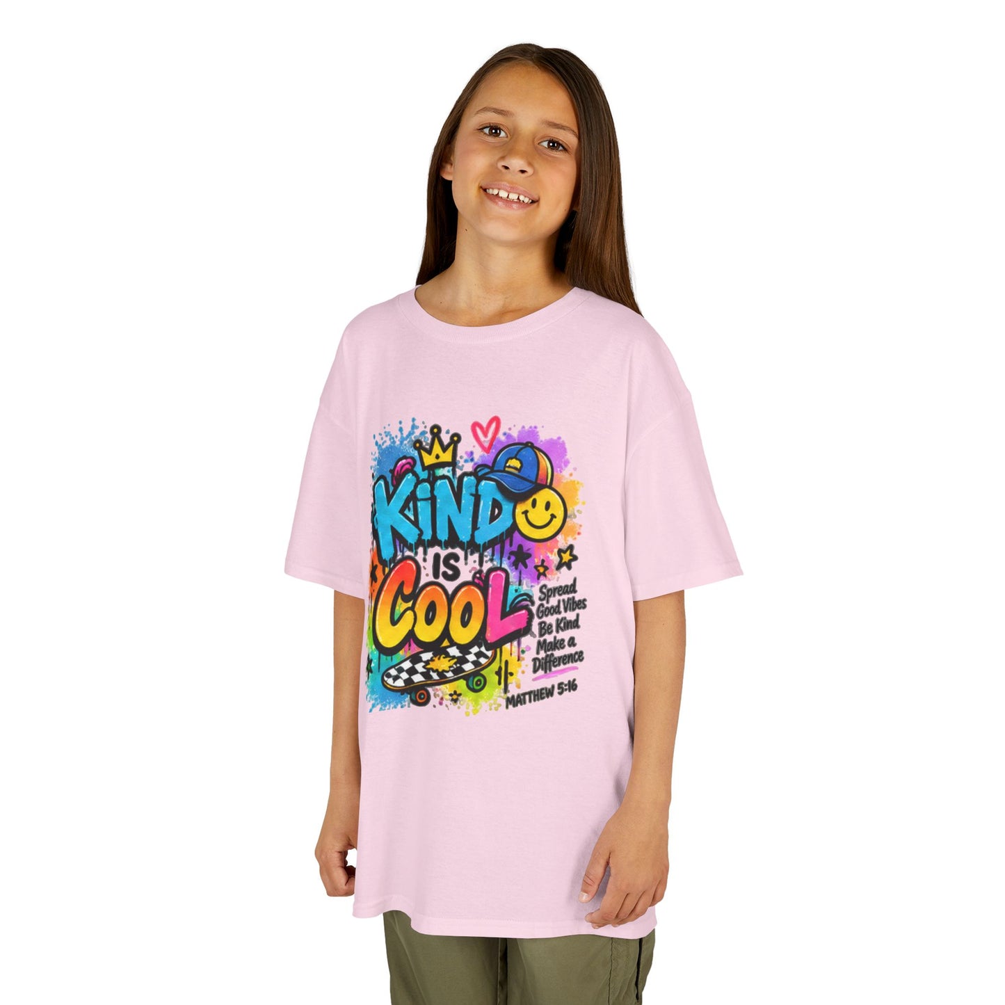 Kids T‑Shirt — "Kind Is Cool" Colorful Graffiti Design