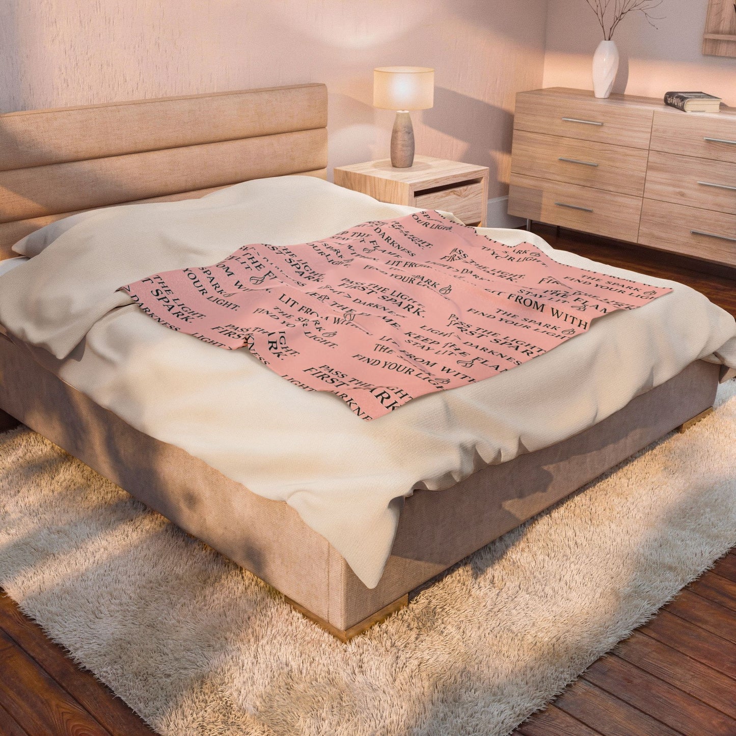 Velveteen Plush Blanket — Inspirational Quote All-Over Print (Keep the Flame, Pass the Light)