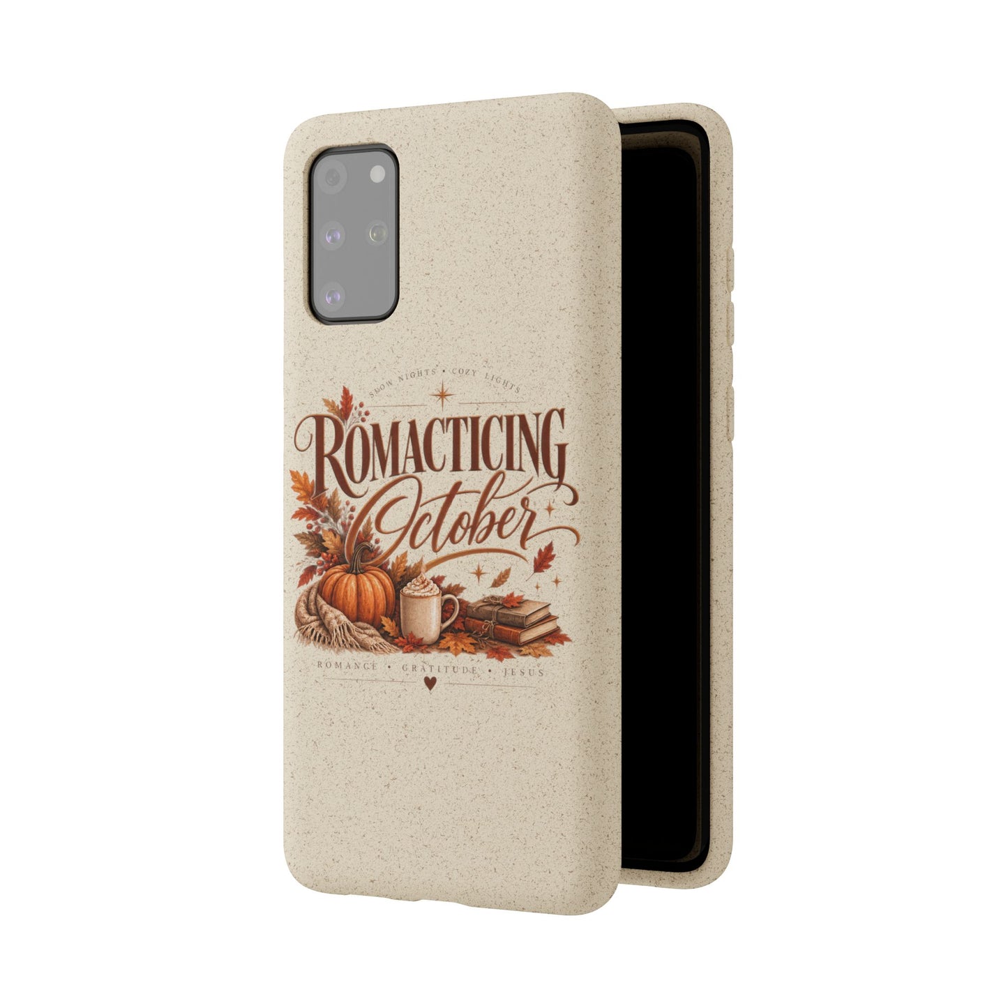 Biodegradable Phone Case — "Romacting October" Fall Pumpkin Coffee Design