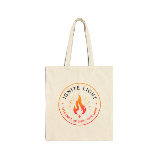 Ignite Light flame logo Tote Bag | Stay Lit flame typography Tote Bag