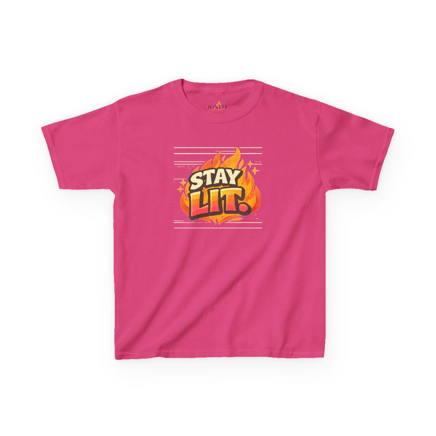Stay Lit Flame graphic tee Kids Tee | Flame Text Shirt