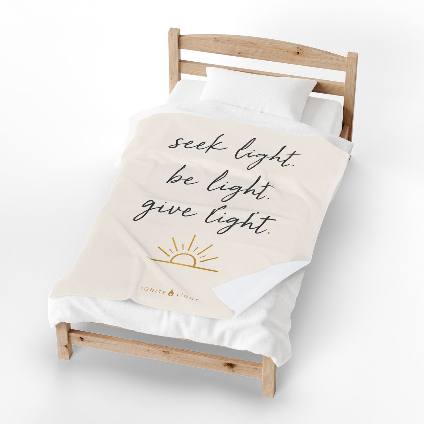 Inspirational Velveteen Blanket - "Seek Light. Be Light. Give Light." Cozy Throw for Home & Gifts
