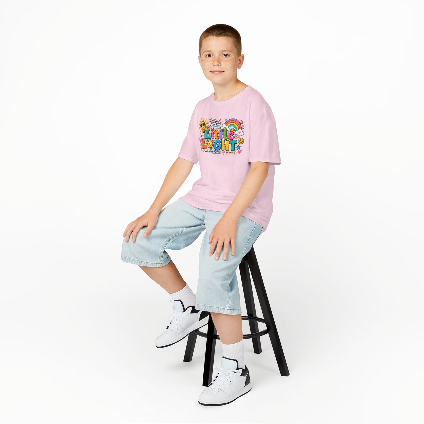 Kids Tee — "Little Light" Rainbow Sunshine Graphic