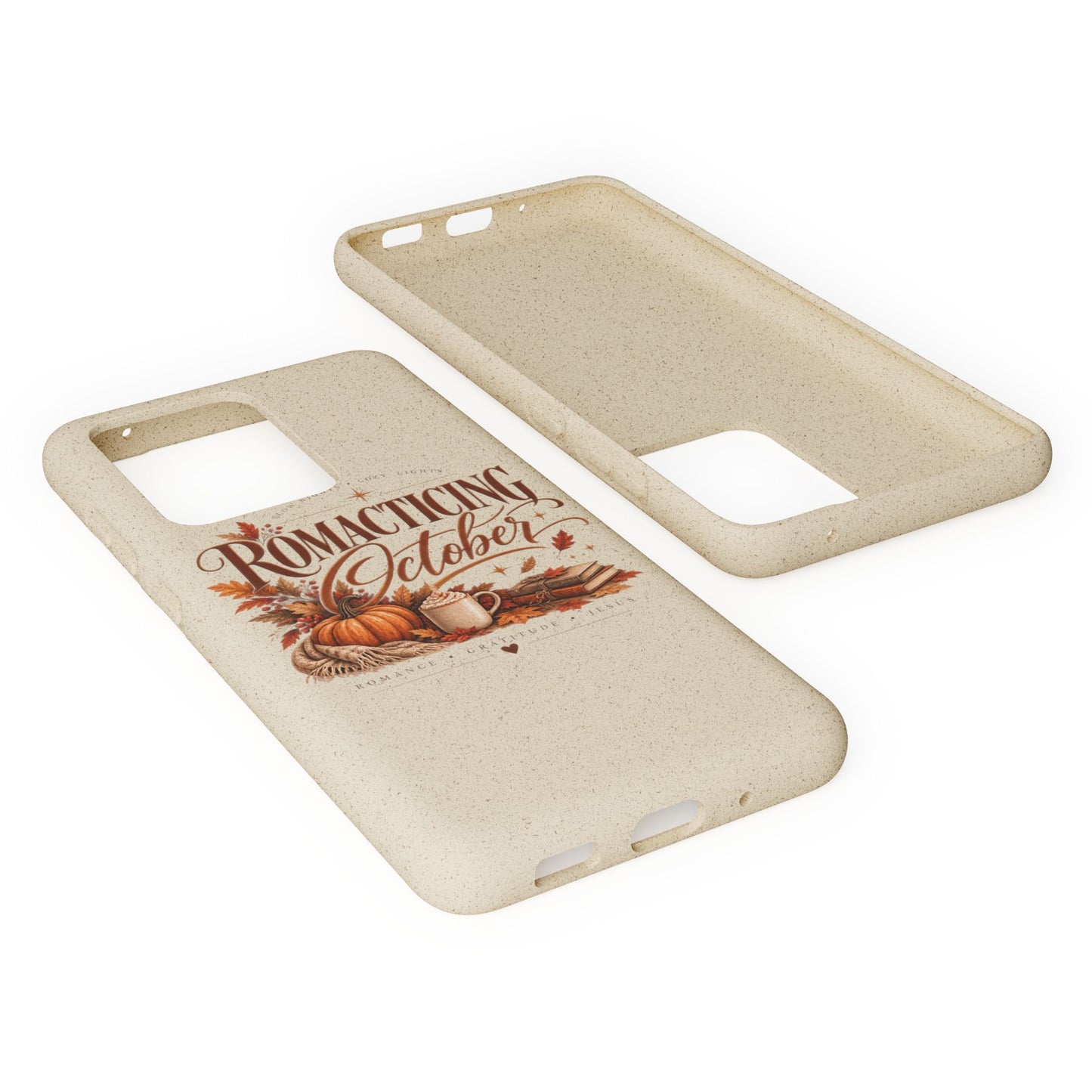 Biodegradable Phone Case — "Romacting October" Fall Pumpkin Coffee Design