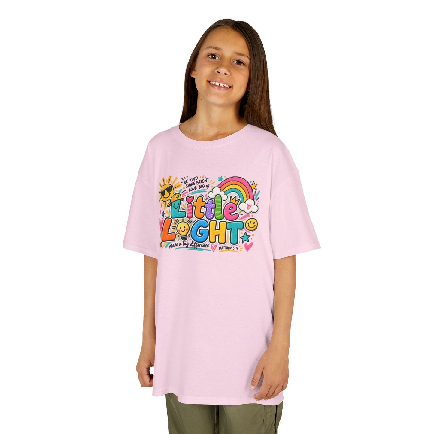 Kids Tee — "Little Light" Rainbow Sunshine Graphic