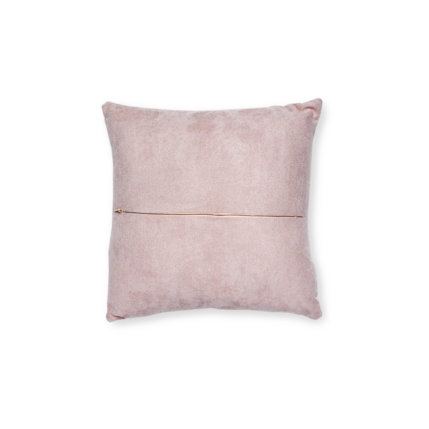 Square Decorative Pillow - Blush Pink Velvet Back, Gold Accent
