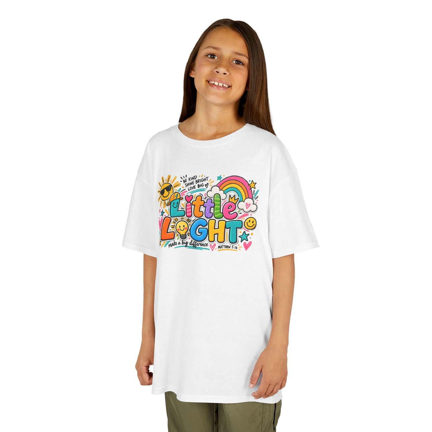 Kids Tee — "Little Light" Rainbow Sunshine Graphic
