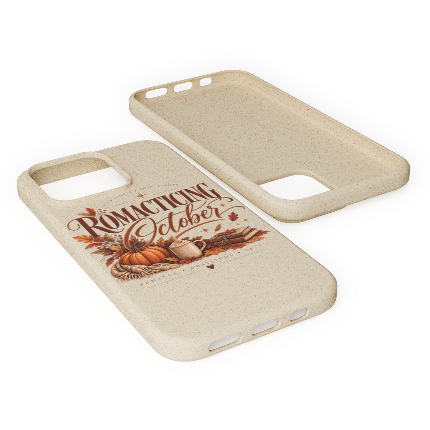 Biodegradable Phone Case — "Romacting October" Fall Pumpkin Coffee Design