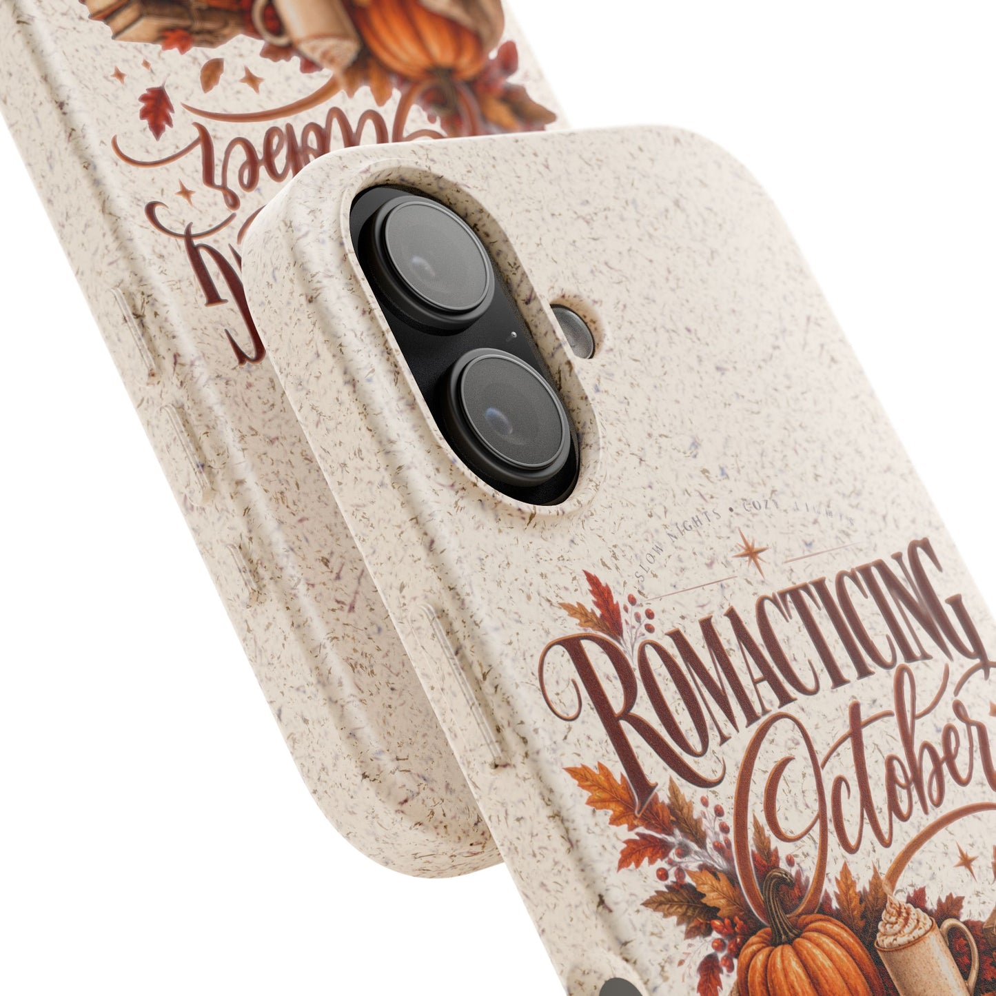 Biodegradable Phone Case — "Romacting October" Fall Pumpkin Coffee Design