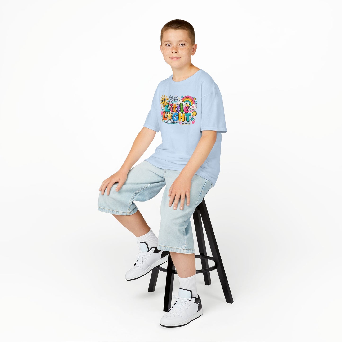 Kids Tee — "Little Light" Rainbow Sunshine Graphic