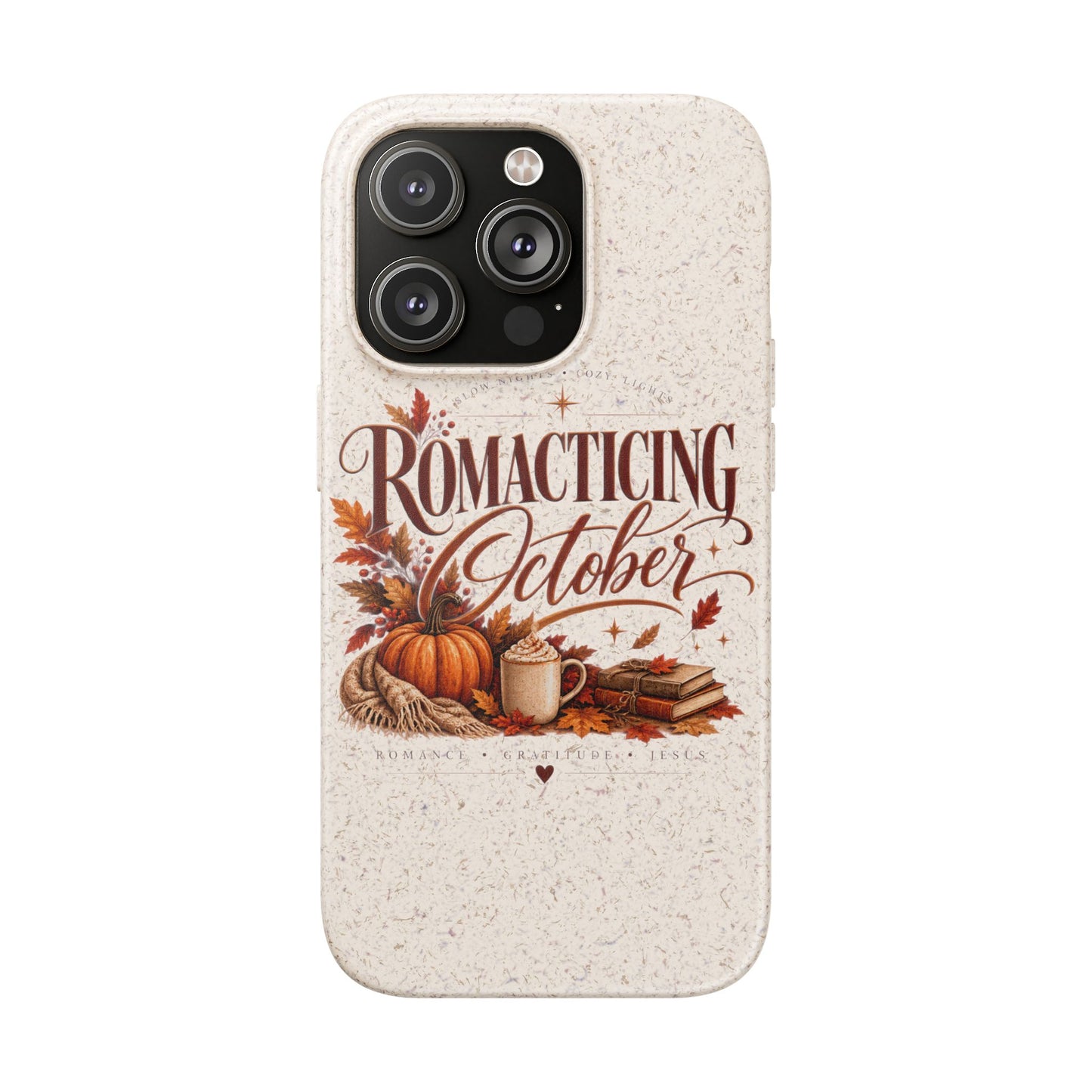 Biodegradable Phone Case — "Romacting October" Fall Pumpkin Coffee Design