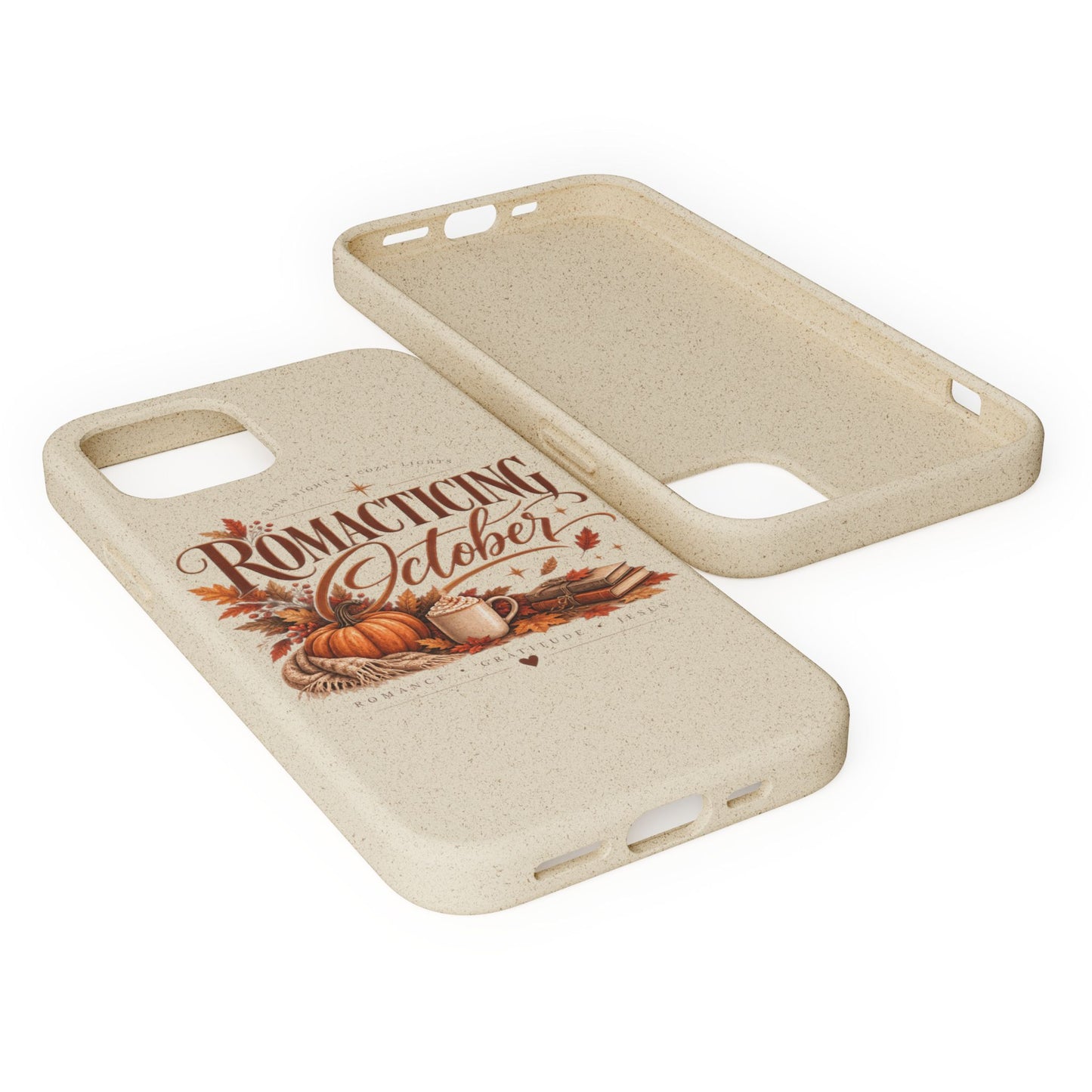 Biodegradable Phone Case — "Romacting October" Fall Pumpkin Coffee Design