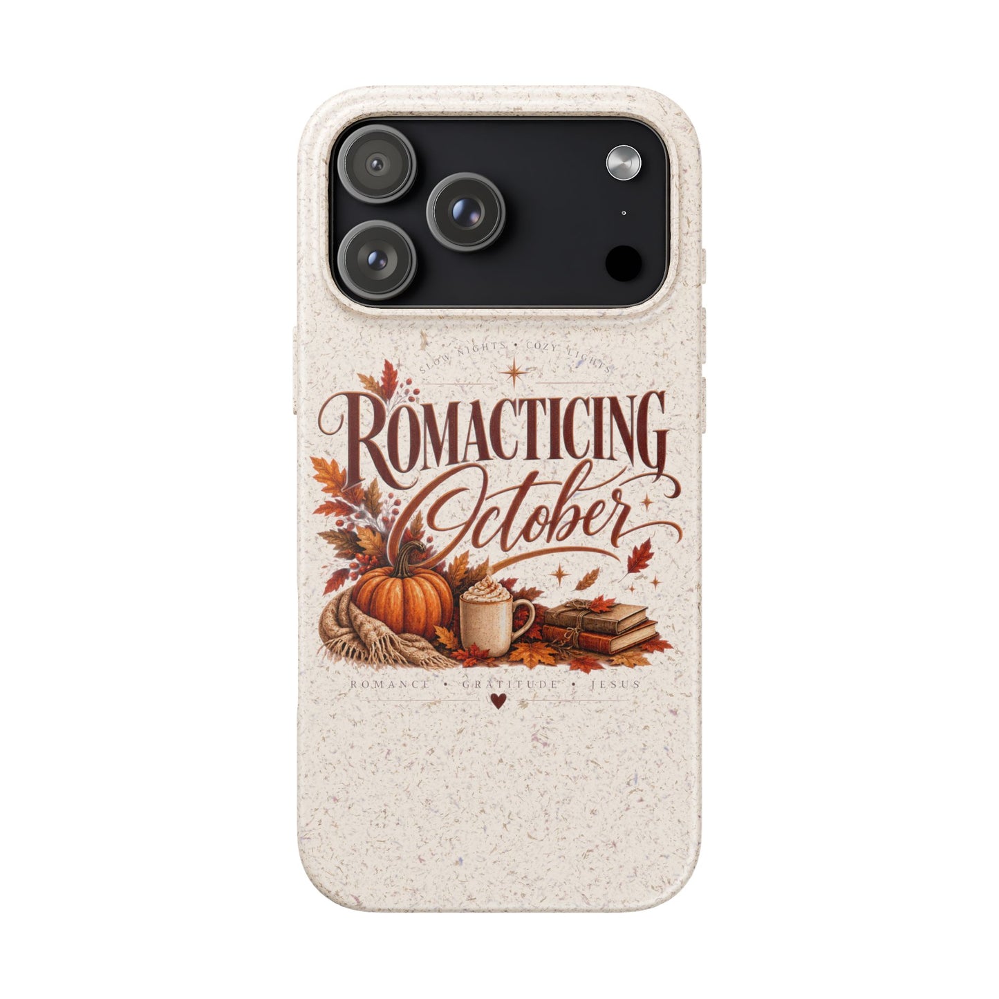 Biodegradable Phone Case — "Romacting October" Fall Pumpkin Coffee Design
