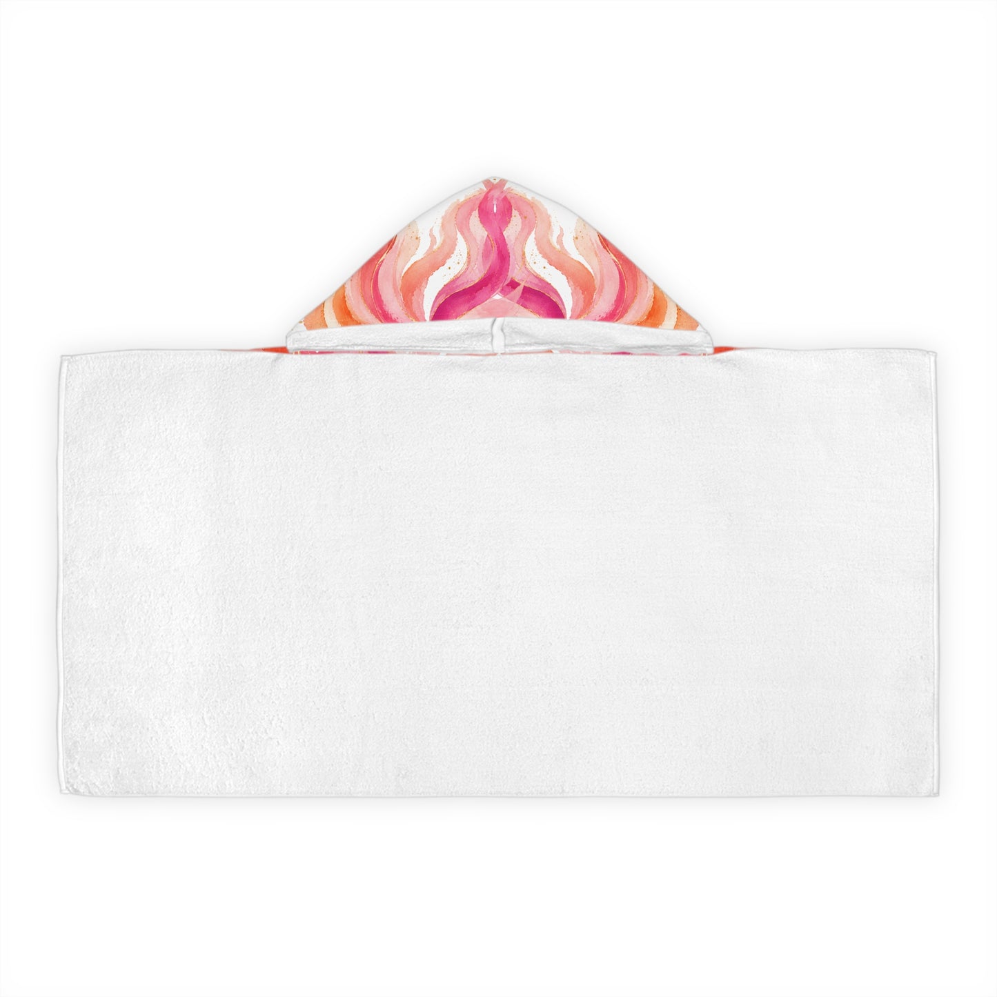 Youth Hooded Towel — Pink Watercolor Flame Hooded Beach & Bath Wrap