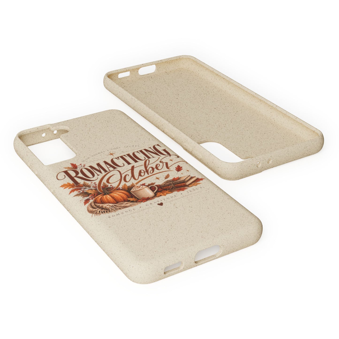 Biodegradable Phone Case — "Romacting October" Fall Pumpkin Coffee Design