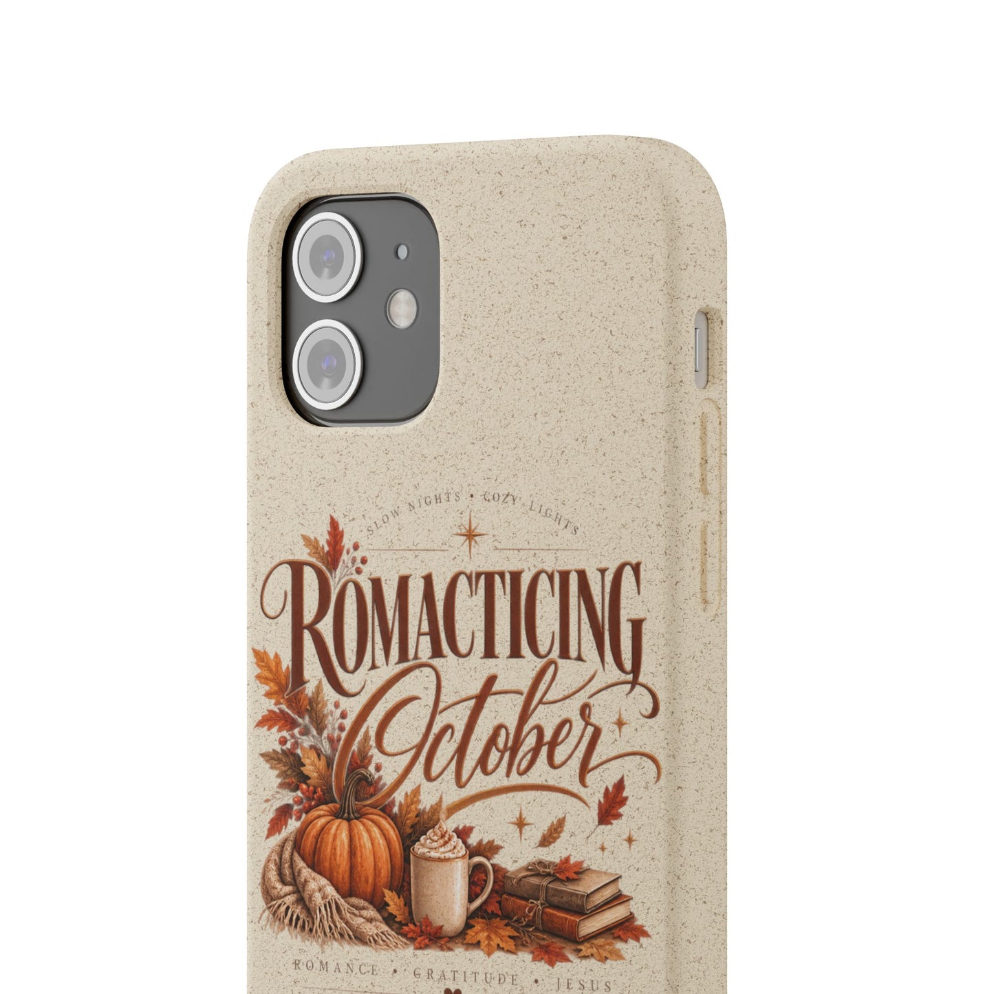 Biodegradable Phone Case — "Romacting October" Fall Pumpkin Coffee Design