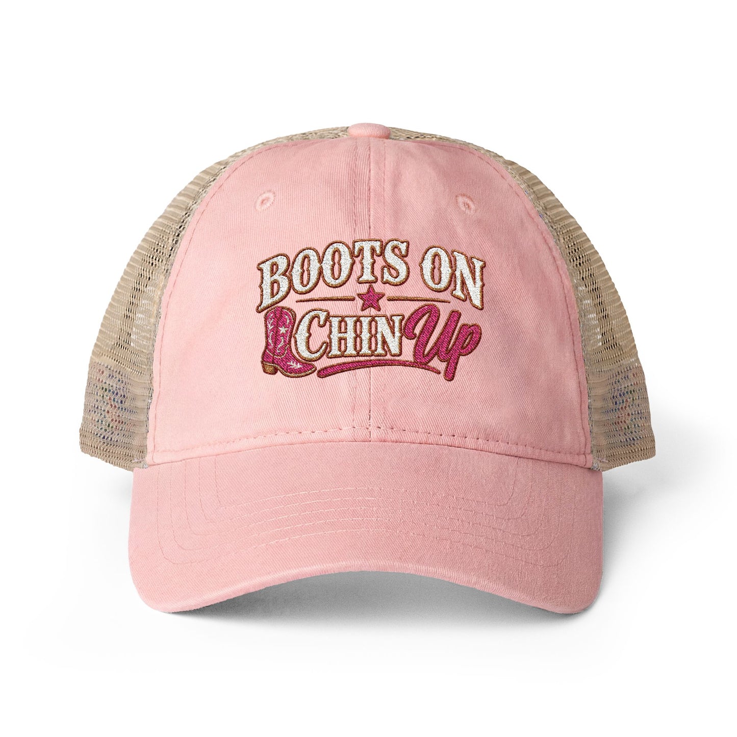 Boots On Chin Up Embroidered Western Hat