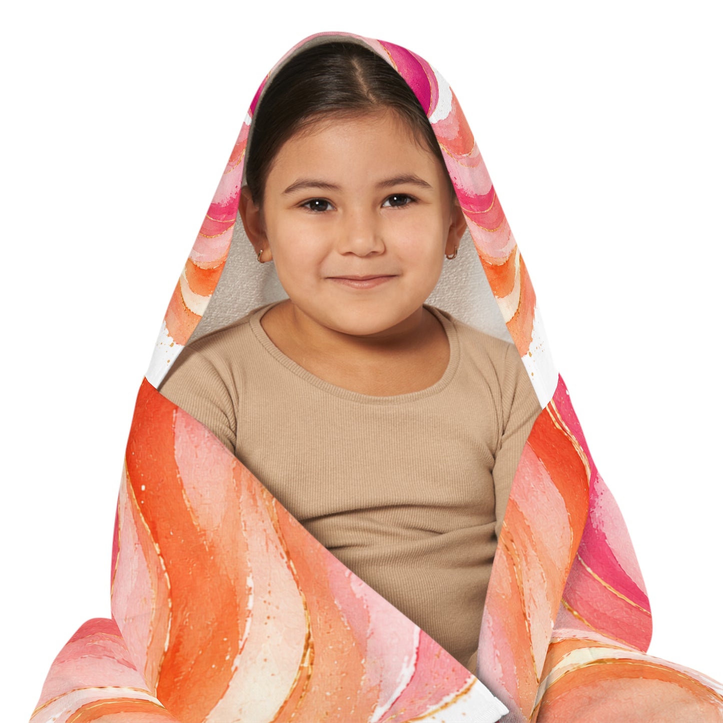 Youth Hooded Towel — Pink Watercolor Flame Hooded Beach & Bath Wrap