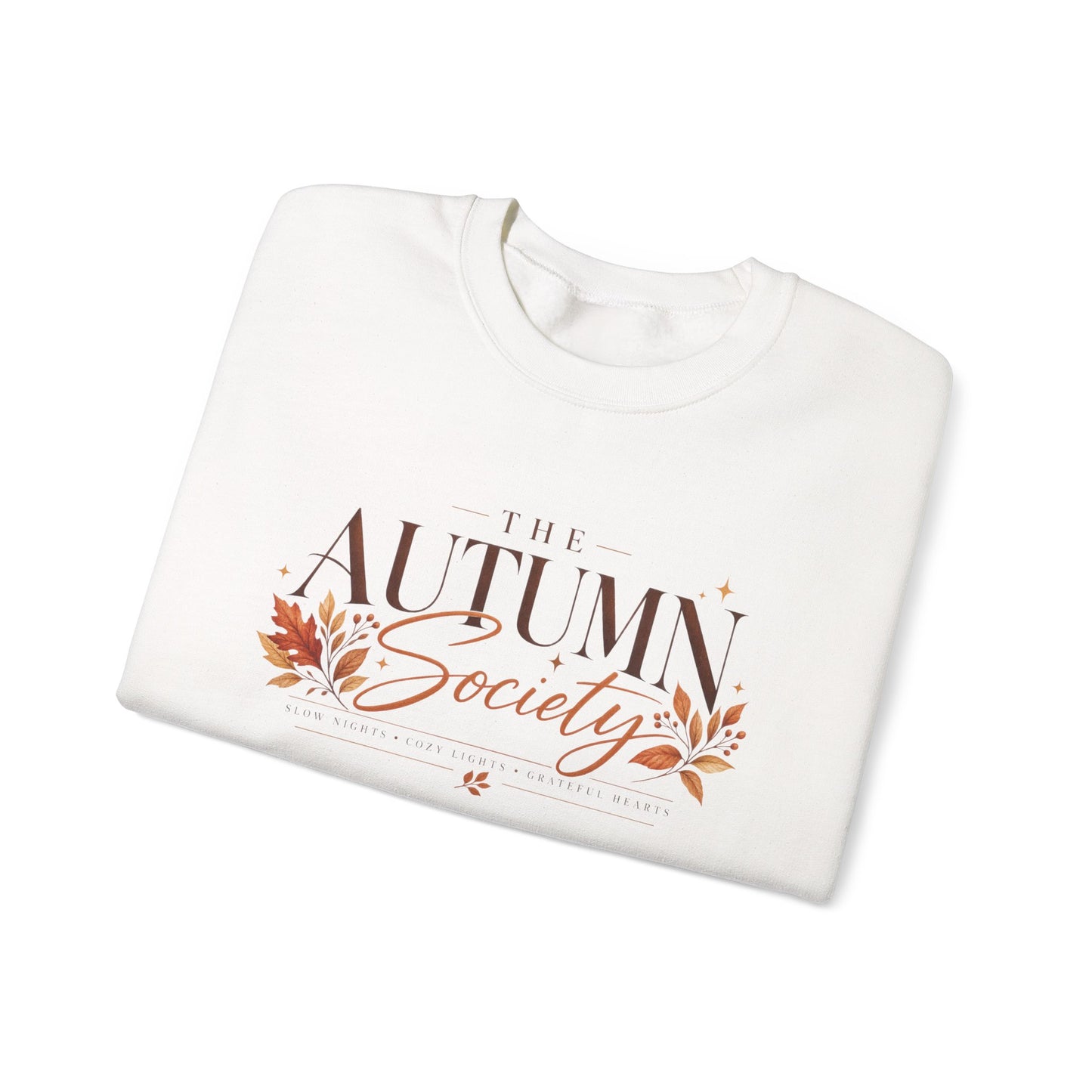 Autumn Society Sweatshirt — Cozy Fall Crewneck with Leaf Motif