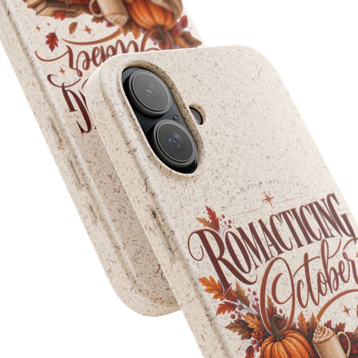 Biodegradable Phone Case — "Romacting October" Fall Pumpkin Coffee Design