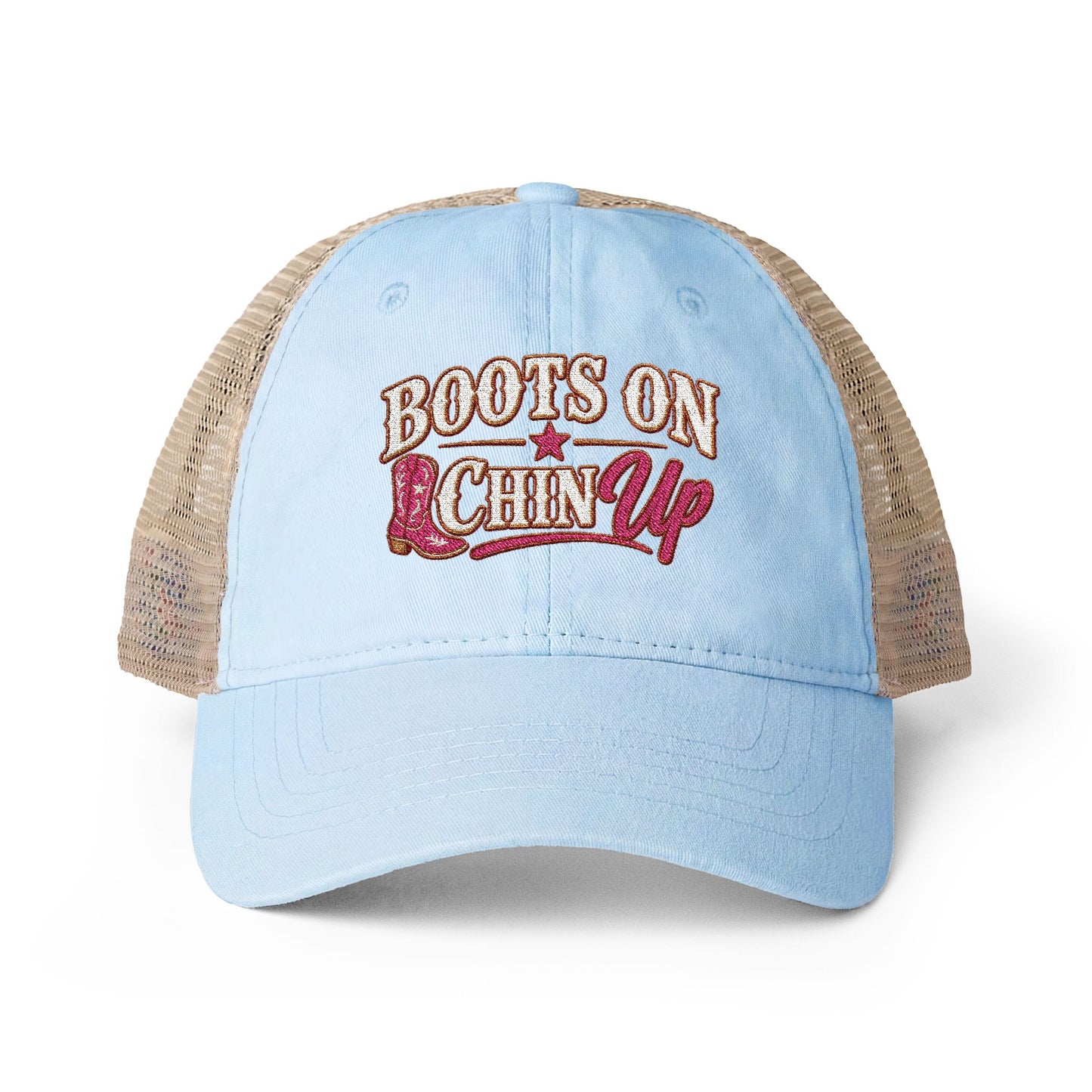 Boots On Chin Up Embroidered Western Hat