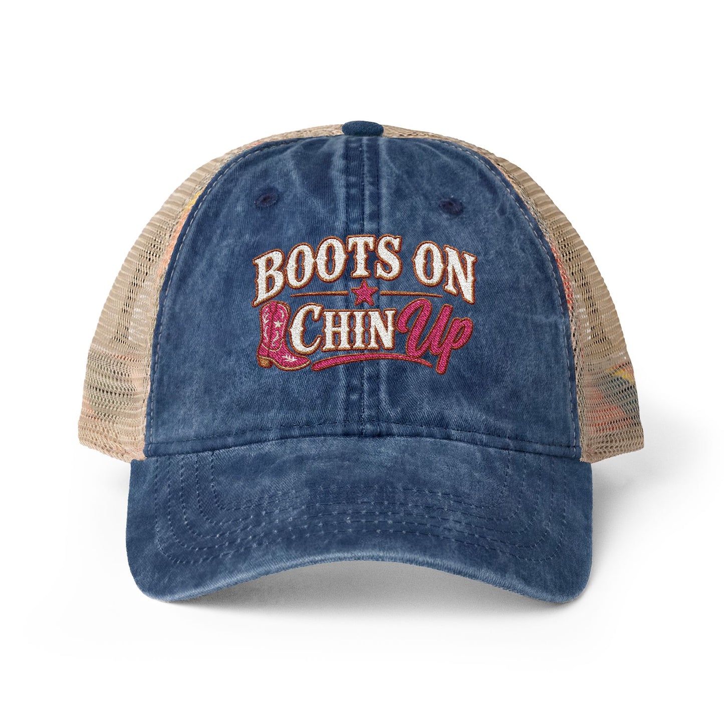 Boots On Chin Up Embroidered Western Hat