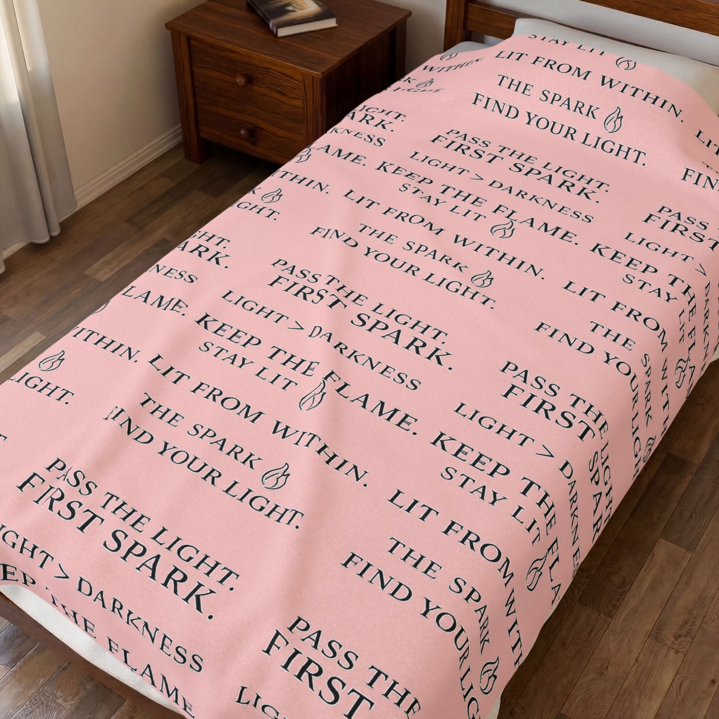 Velveteen Plush Blanket — Inspirational Quote All-Over Print (Keep the Flame, Pass the Light)
