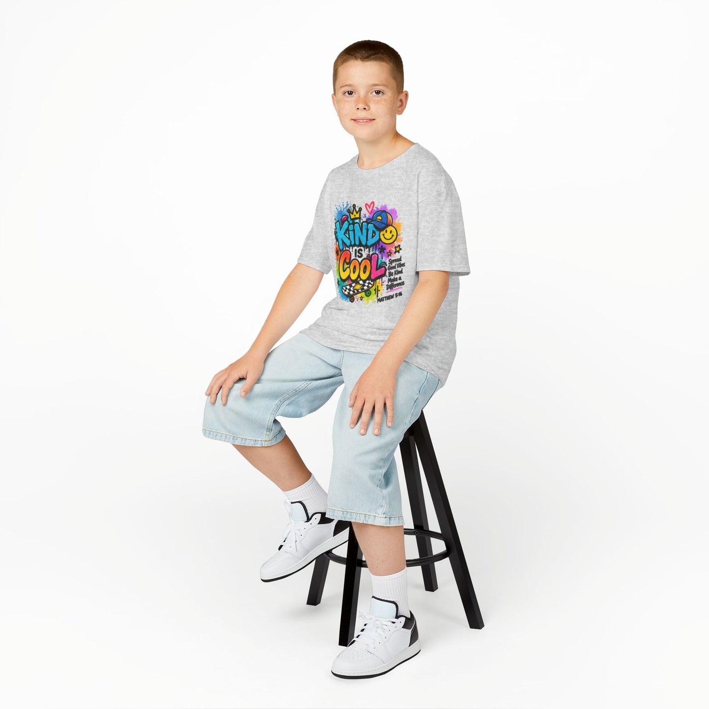 Kids T‑Shirt — "Kind Is Cool" Colorful Graffiti Design