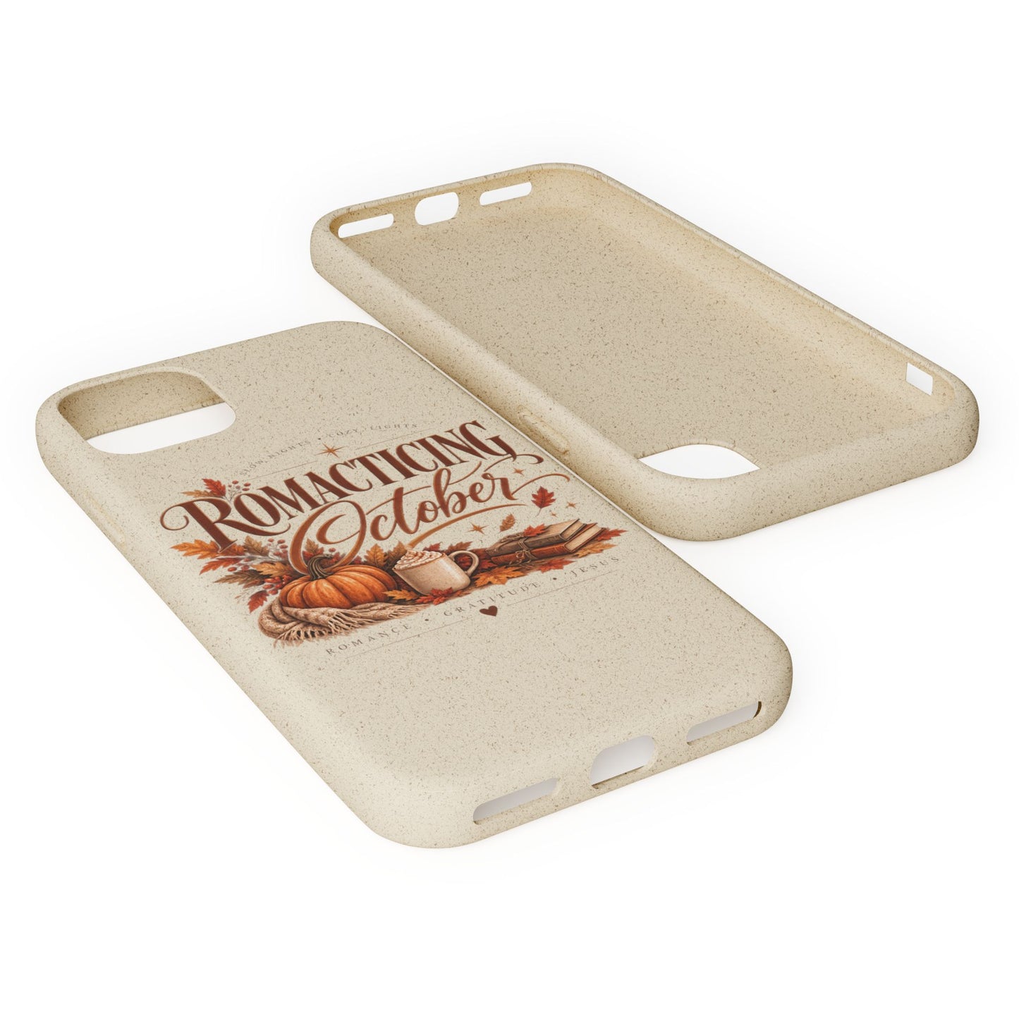 Biodegradable Phone Case — "Romacting October" Fall Pumpkin Coffee Design